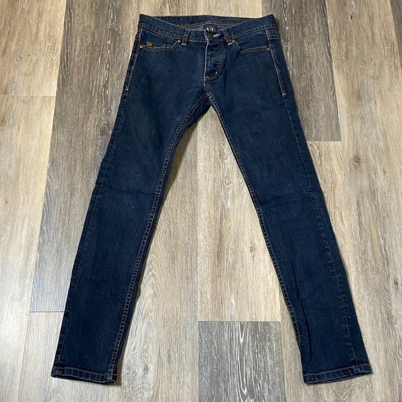 ARMANI Exchange Dark Wash Mid Rise Button Fly Skinny Denim Blue Jeans Size 30 - Picture 2 of 8
